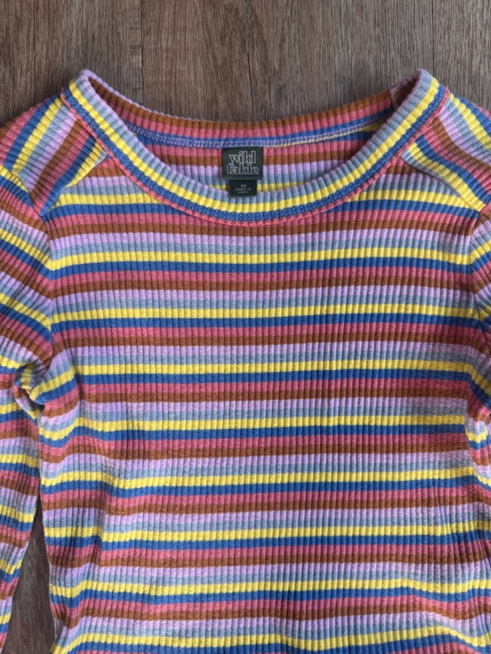 wild fable Striped Long-Sleeve Ribbed Crop Top - size XSmall - Picture 2 of 4